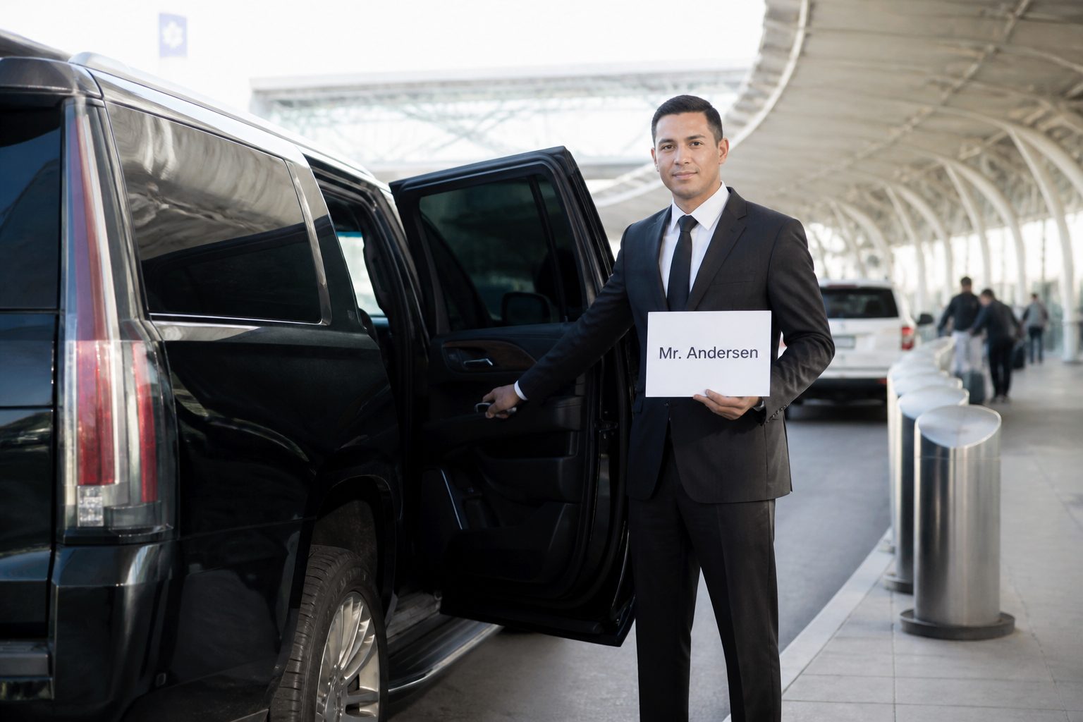 Executive black car service airport transfer at Reagan National DCA awaiting a Washington DC corporate passenger