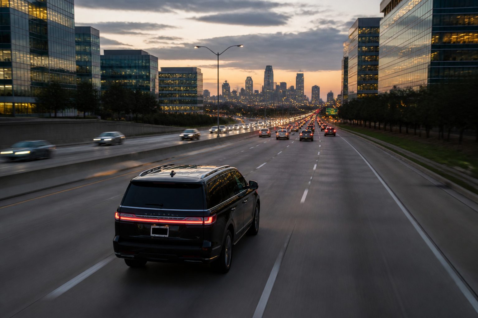 Black car service for Energy Corridor corporate clients, I-10 West Houston — executive transportation