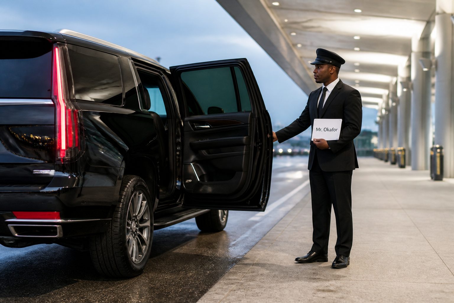 Executive car service pickup at George Bush Intercontinental Airport (IAH) Houston — black car meet and greet